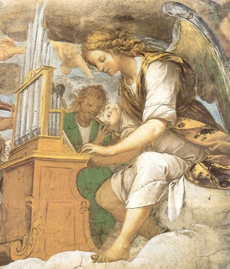 Engel an der Orgel, Deckenfresko Kirche Santa Maria dei Ghirli in Campione (I)
